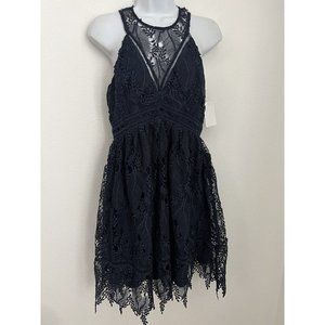 Chelsea 28 blue lace Crochet dress Size 8 New Wedding Guest Party gradua…